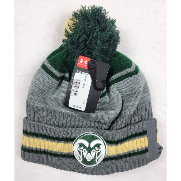 Colorado State Rams Under Armour Beanie Hat Pom NWT Cold Gear One Size - Picture 1 of 7